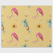 Yellow Flamingo Mango Lemon Muster Geschenkpapier (Flach)