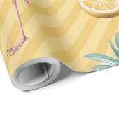 Yellow Flamingo Mango Lemon Muster Geschenkpapier (Rolleneckpunkt)