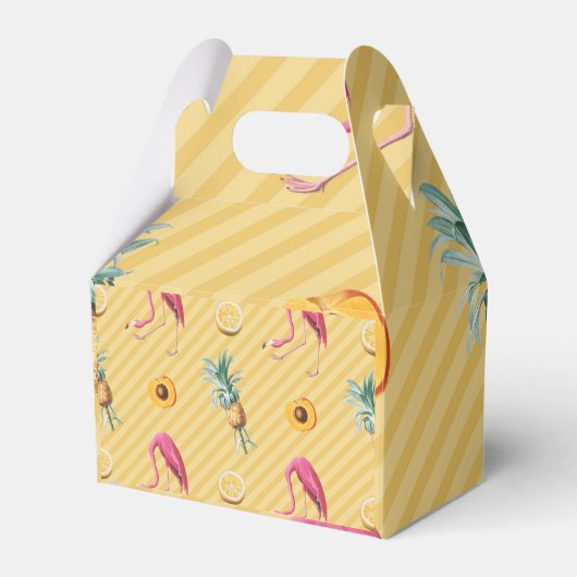 Yellow Flamingo Mango Lemon Muster Geschenkschachtel (Vorderseite)