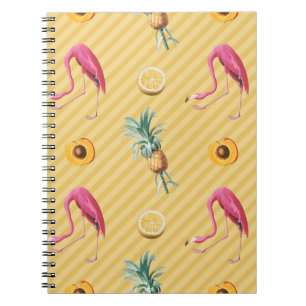Yellow Flamingo Mango Lemon Muster Notizblock