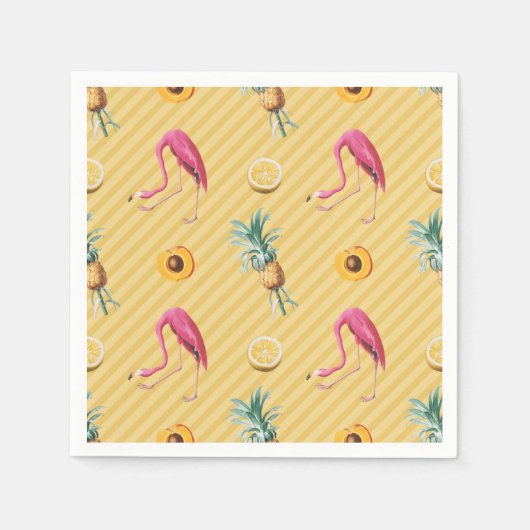 Yellow Flamingo Mango Lemon Muster Serviette (Vorderseite)