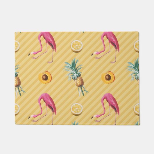 Yellow Flamingo Mango Lemon Pattern Fußmatte (Vorderseite)