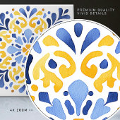 Yellow Fleur-de-Lis Azulejo Print Fliese