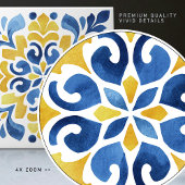 Yellow Fleur-de-Lis Azulejo Print Fliese
