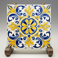 Yellow Fleur-de-Lis Azulejo Print