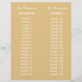 Yellow Floral 18 Candle and Rose Zeremonie Program (Rückseite)