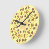 Yellow Floral Abstract Runde Wanduhr (Winkel)