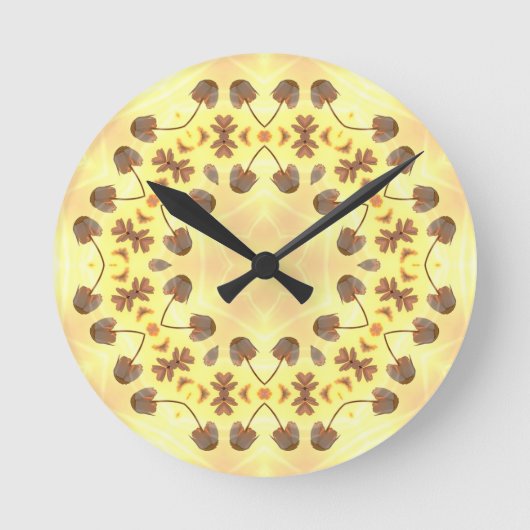 Yellow Floral Abstract Runde Wanduhr (Vorderseite)
