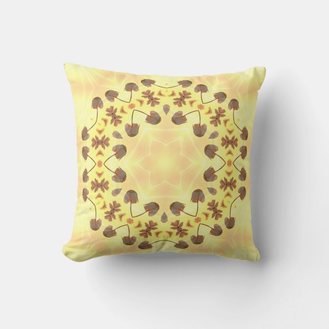 Yellow Floral Abstract Throw Pillow Kissen (Vorderseite)