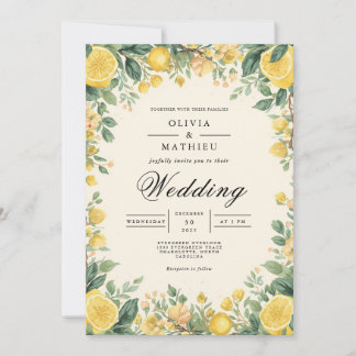 Yellow Floral Arch Romance Wedding Einladung