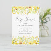 Yellow Floral Baby Dusche Einladung (Stehend Vorderseite)