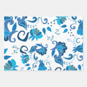 Yellow Floral blue tiles Italian Brautparty Geschenkpapier Set (Vorderseite 2)