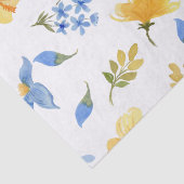 Yellow Floral blue tiles Italian Decodice Seidenpapier (Detail)