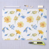 Yellow Floral blue tiles Italian Decodice Seidenpapier (Handwerk)
