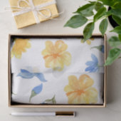 Yellow Floral blue tiles Italian Decodice Seidenpapier (Geschenk)