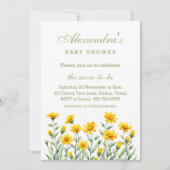 Yellow Floral Boho Chic Wildblume Babydusche Einladung (Vorderseite)