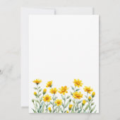 Yellow Floral Boho Chic Wildblume Babydusche Einladung (Rückseite)