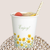 Yellow Floral Boho Chic Wildblume Brautparty Pappbecher