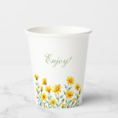 Yellow Floral Boho Chic Wildblume Brautparty Pappbecher (Vorderseite)