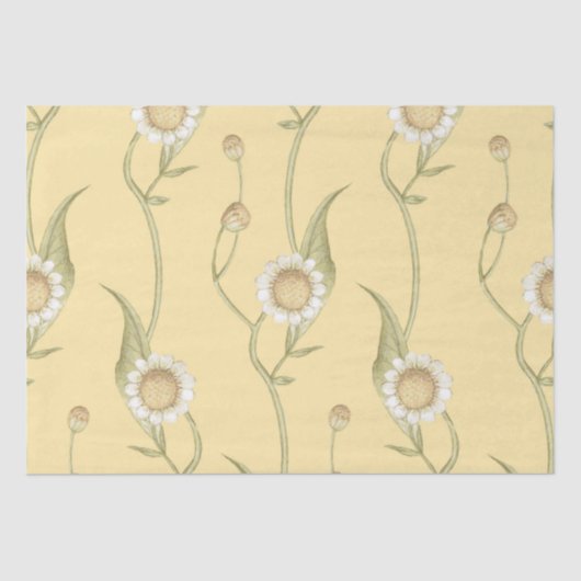 Yellow Floral Boho Daisy Chain Pattern Seidenpapier (Vorderseite)