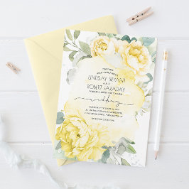 Yellow Floral Boho Greenery Elegante Wedding Einladung