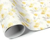 Yellow Floral Bridal Baby Dusche Geschenkpapier (Rolleneckpunkt)