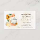 Yellow Floral Cake Baker Business Cards Visitenkarte (Vorderseite)