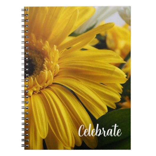 Yellow Floral Celebrate Photo Spiral Notebook Notizblock (Vorderseite)