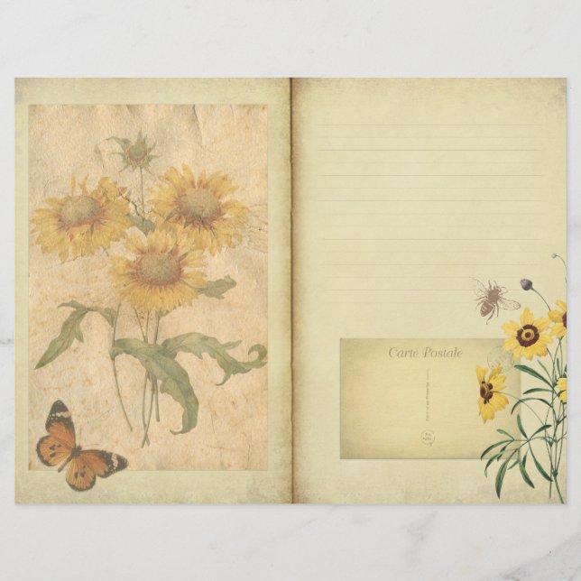 Yellow Floral Collage Journal Page Scrapbook Paper (Vorderseite)