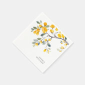 Yellow Floral Custom Cocktail Serviette (Ecke)
