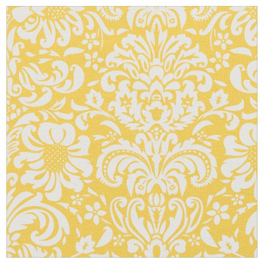 Yellow Floral Damask Stoff (Nahaufnahme)