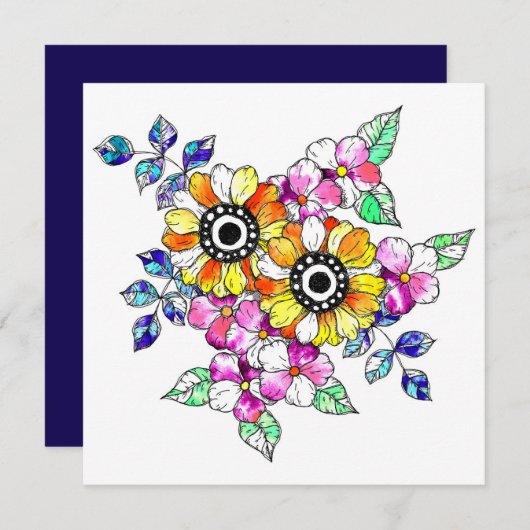 yellow floral decoration dankeskarte (Vorne/Hinten)