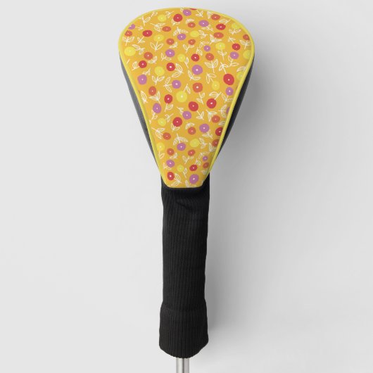 Yellow Floral Ditsy Golf Head Cover Golf Headcover (Vorderseite)