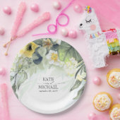 Yellow Floral Dreamy Garden Wedding Pappteller (Party)
