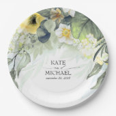 Yellow Floral Dreamy Garden Wedding Pappteller (Vorderseite)