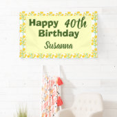 Yellow Floral Fortieth Birthday Banner (Insitu)