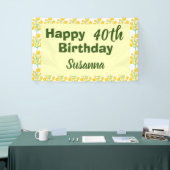 Yellow Floral Fortieth Birthday Banner (Messeveranstaltung)