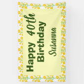 Yellow Floral Fortieth Birthday Banner (Vertikal)