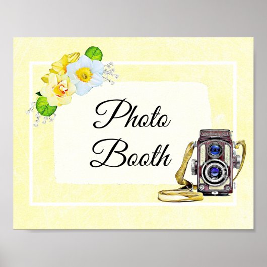 Yellow Floral Foto Booth Wedding Sign Poster (Vorne)