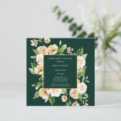 Yellow Floral Frame Emerald Probe Dinner Einladung (Stehend Vorderseite)