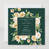 Yellow Floral Frame Emerald Probe Dinner Einladung (Vorderseite)