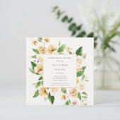 Yellow Floral Frame Emerald Probe Dinner Invit Einladung (Stehend Vorderseite)