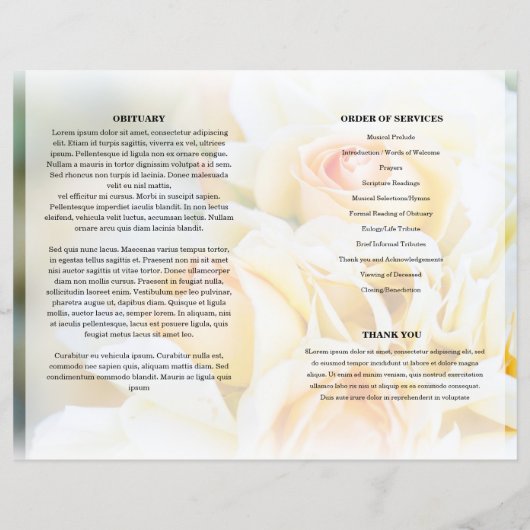 yellow floral Funeral Program template (Rückseite)