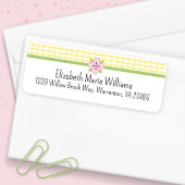 Yellow Floral Gingham Rücksendeadresse