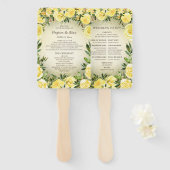 Yellow Floral Gold Glitzer Wedding Program Fächer (Vorne und Hinten)