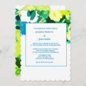 Yellow Floral Green Blue Leafy Art Custom Wedding Einladung (Vorne/Hinten)