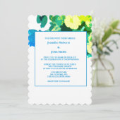 Yellow Floral Green Blue Leafy Art Custom Wedding Einladung (Stehend Vorderseite)