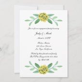 Yellow Floral Greenerity Foliage Engagement Party Einladung (Vorderseite)