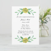 Yellow Floral Greenerity Foliage Engagement Party Einladung (Stehend Vorderseite)