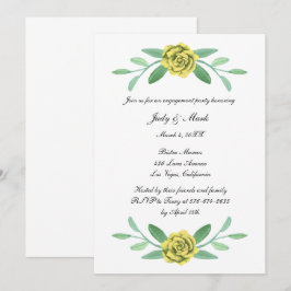 Yellow Floral Greenerity Foliage Engagement Party Einladung
